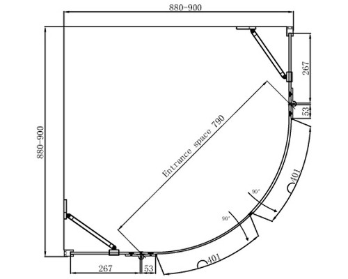 Душевой уголок Ambassador Diamond 90х90 12011101 профиль Хром стекло прозрачное