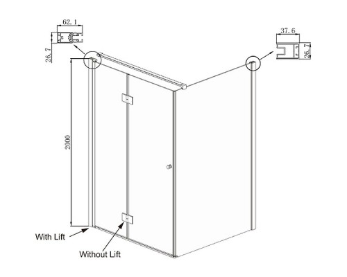 Душевой уголок Ambassador Diamond 100х100 12011106L профиль Хром стекло прозрачное