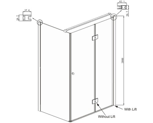 Душевой уголок Ambassador Diamond 120х80 12011107R профиль Хром стекло прозрачное
