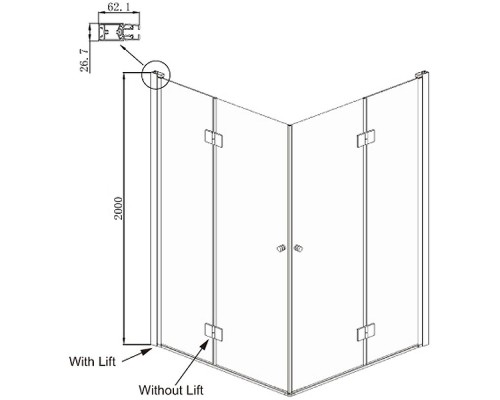 Душевой уголок Ambassador Diamond 100х100 12011110 профиль Хром стекло прозрачное