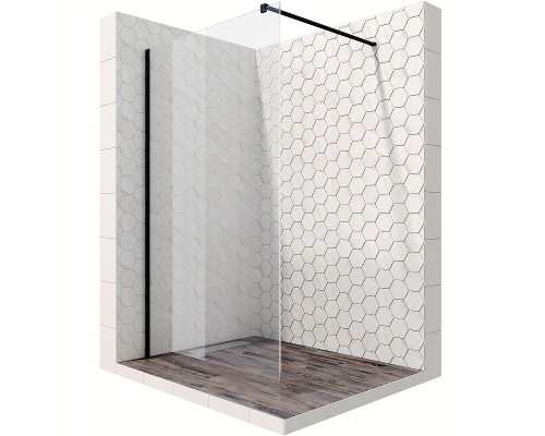 Душевая перегородка Ambassador Walk-in 90х200 15031109 профиль Черный стекло прозрачное