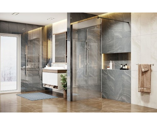 Душевая перегородка Ambassador Walk-in 90х200 15031109 профиль Черный стекло прозрачное