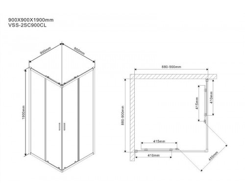 Душевой уголок Vincea Scala 90х90 VSS-2SC900CL профиль Хром стекло прозрачное