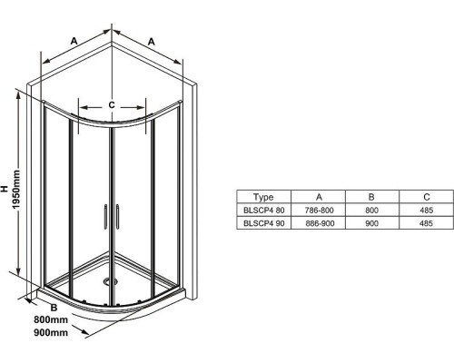 Душевой уголок Ravak Blix Slim BLSCP4-90 90x90 X3BM70C00Z1 профиль Хром стекло Transparent