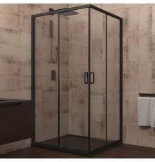 Душевой уголок Veconi Rovigo RV-13 80x80 RV13-80-01-C5 профиль Черный матовый стекло прозрачное