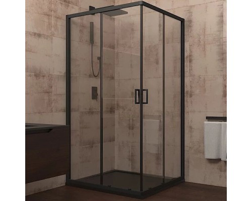 Душевой уголок Veconi Rovigo RV-13 80x80 RV13-80-01-C5 профиль Черный матовый стекло прозрачное