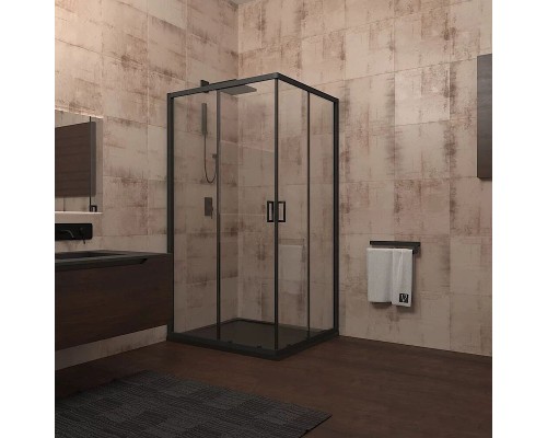 Душевой уголок Veconi Rovigo RV-13 90x90 RV13-90-01-C5 профиль Черный матовый стекло прозрачное