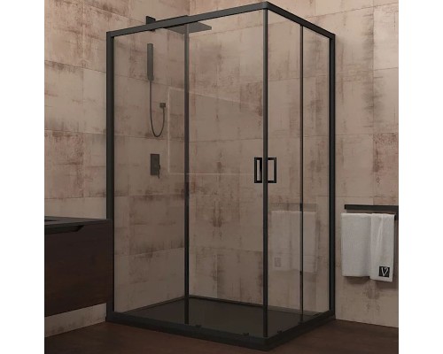 Душевой уголок Veconi Rovigo RV-14 100x90 RV14-10090-01-C5 профиль Черный матовый стекло прозрачное