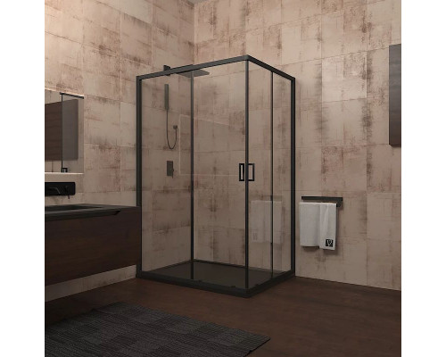 Душевой уголок Veconi Rovigo RV-14 120x80 RV14-12080-01-C5 профиль Черный матовый стекло прозрачное