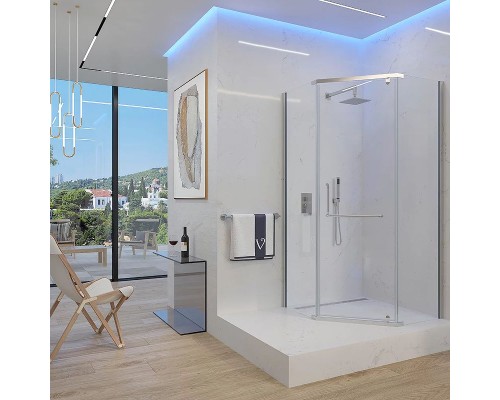 Душевой уголок Veconi Rovigo RV-36 90x90 RV36-90-01-C5 профиль Хром стекло прозрачное