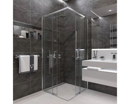 Душевой уголок Veconi Rovigo RV-47 100x100 RV47-100-01-C4 профиль Хром стекло прозрачное