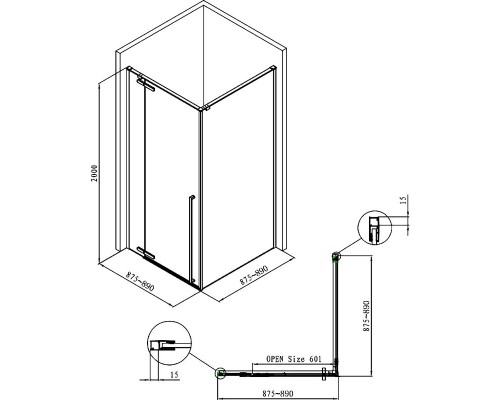 Душевой уголок Allen Brau Fantasy 90x90 3.11001-00 профиль Хром стекло прозрачное