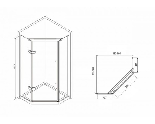 Душевой уголок Abber Ewiges Wasser 90х90 AG05090 профиль Хром стекло прозрачное
