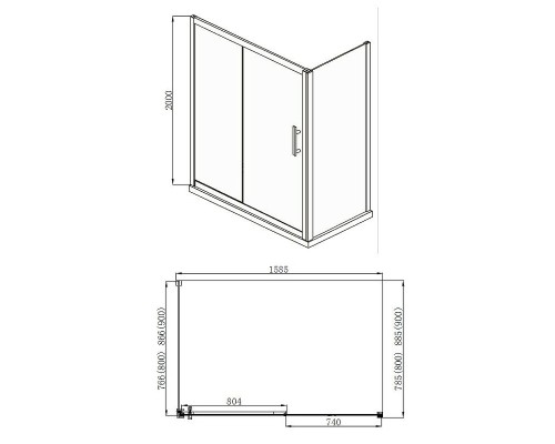 Душевой уголок Aquanet Delta NPE1131 160х80 273608 профиль Хром стекло прозрачное