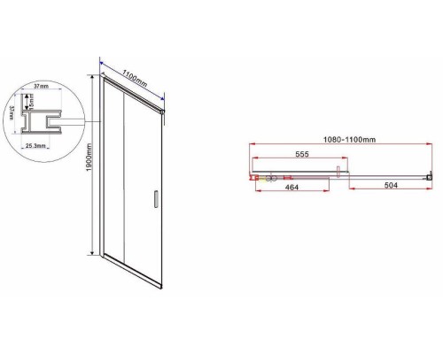 Душевой уголок Vincea Garda 110х100 VSS-1G1011CH профиль Хром стекло шиншилла