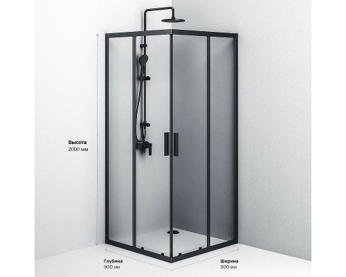 Душевой уголок AM.PM Gem S 90х90 W93G-403-090BT профиль Черный матовый стекло прозрачное