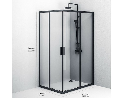 Душевой уголок AM.PM Gem S 120х90 W93G-404-120290-BT профиль Черный матовый стекло прозрачное