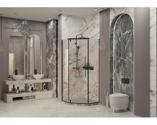 Душевой уголок Ambassador Ritz 100х100 112011203 профиль Черный стекло прозрачное