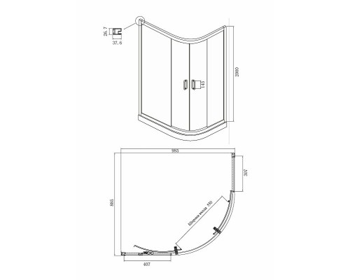 Душевой уголок Ambassador Kingston 100х90 14011107 профиль Хром стекло прозрачное