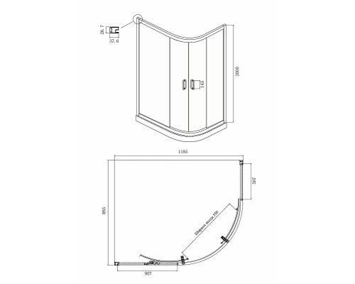 Душевой уголок Ambassador Kingston 120х90 14011109 профиль Хром стекло прозрачное