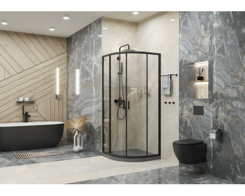Душевой уголок Ambassador Kingston 100х100 14011205 профиль Черный стекло прозрачное