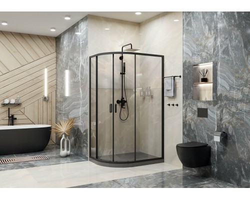 Душевой уголок Ambassador Kingston 120х80 14011208 профиль Черный стекло прозрачное