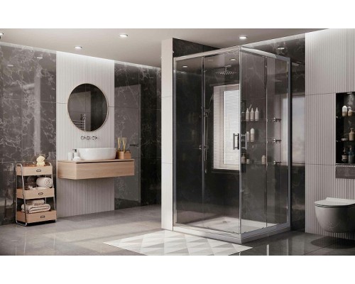 Душевой уголок Ambassador Kingston 80x80 14011119 профиль Хром стекло прозрачное