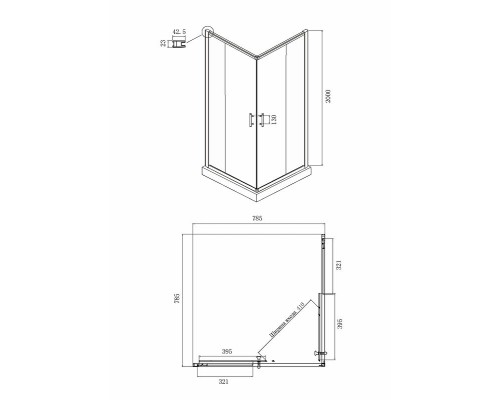 Душевой уголок Ambassador Kingston 80x80 14011119 профиль Хром стекло прозрачное