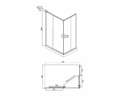 Душевой уголок Ambassador Kingston 120x90 14011122 профиль Хром стекло прозрачное