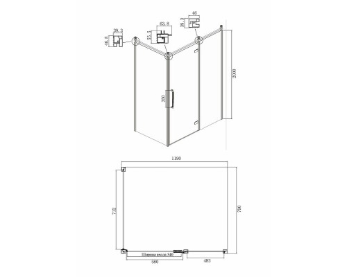 Душевой уголок Ambassador Royal 120x80 18015110-L профиль Хром стекло прозрачное с рисунком