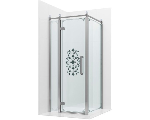 Душевой уголок Ambassador Royal 90x90 18015108-L профиль Хром стекло прозрачное с рисунком