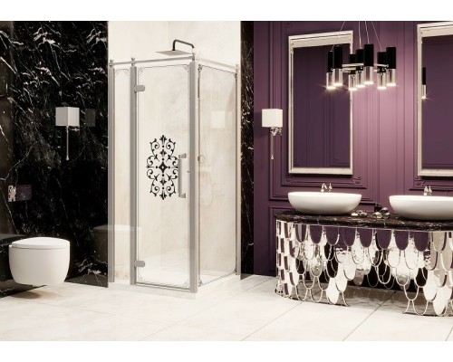 Душевой уголок Ambassador Royal 90x90 18015108-L профиль Хром стекло прозрачное с рисунком