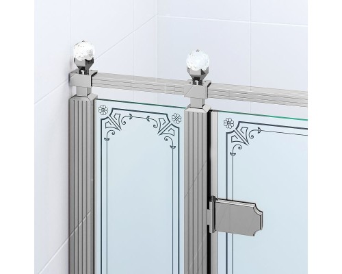 Душевой уголок Ambassador Royal 90x90 18015108-L профиль Хром стекло прозрачное с рисунком
