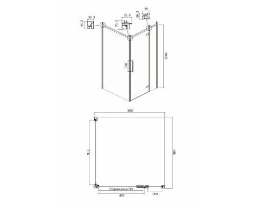 Душевой уголок Ambassador Royal 100x100 18015107-L профиль Хром стекло прозрачное с рисунком