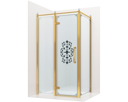 Душевой уголок Ambassador Royal 120x80 18015310-L профиль Золото стекло прозрачное с рисунком