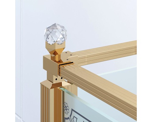 Душевой уголок Ambassador Royal 120x80 18015310-L профиль Золото стекло прозрачное с рисунком
