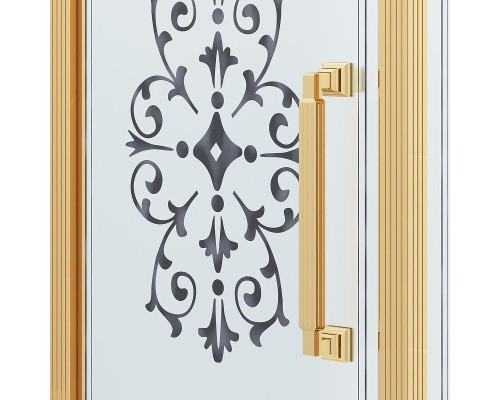 Душевой уголок Ambassador Royal 120x80 18015310-L профиль Золото стекло прозрачное с рисунком