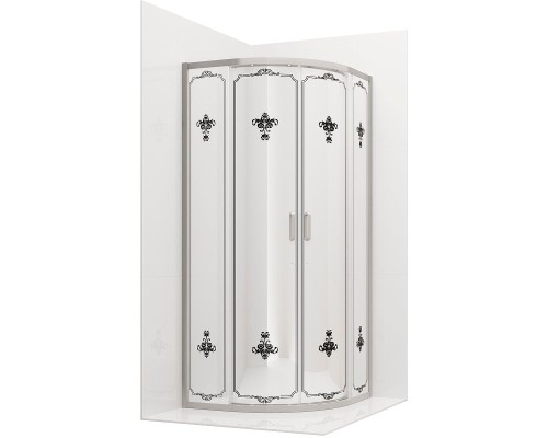 Душевой уголок Ambassador Royal 90x90 18015106 профиль Хром стекло белое с рисунком