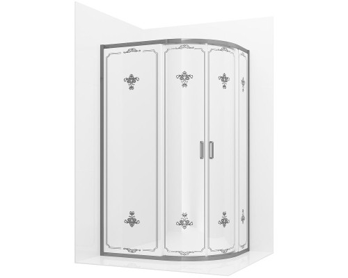 Душевой уголок Ambassador Royal 120x90 18015102 профиль Хром стекло белое с рисунком
