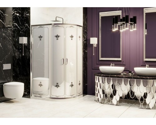 Душевой уголок Ambassador Royal 120x90 18015102 профиль Хром стекло белое с рисунком