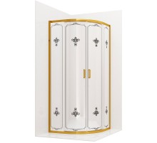 Душевой уголок Ambassador Royal 100x100 18015305 профиль Золото стекло белое с рисунком