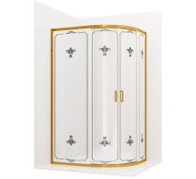 Душевой уголок Ambassador Royal 120x90 18015302 профиль Золото стекло белое с рисунком