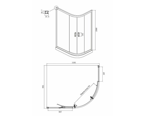 Душевой уголок Ambassador Royal 120x90 18015302 профиль Золото стекло белое с рисунком