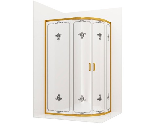 Душевой уголок Ambassador Royal 120x80 18015301 профиль Золото стекло белое с рисунком