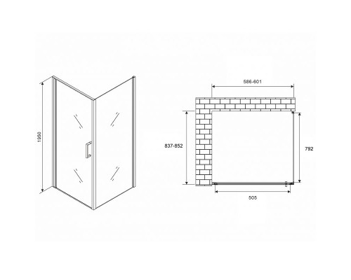 Душевой уголок Abber Sonnenstrand 60x85 AG04060-S85 профиль Хром стекло прозрачное