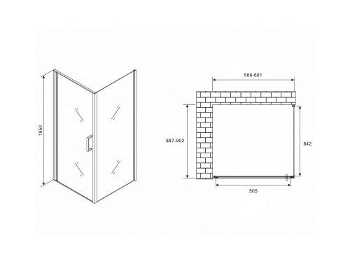 Душевой уголок Abber Sonnenstrand 60х90 AG04060M-S90M профиль Хром стекло матовое