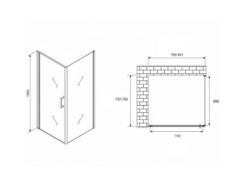 Душевой уголок Abber Sonnenstrand 80х75 AG04080M-S75M профиль Хром стекло матовое