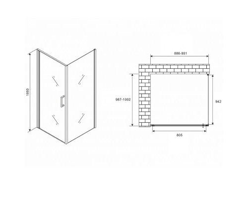 Душевой уголок Abber Sonnenstrand 90х100 AG04090M-S100M профиль Хром стекло матовое