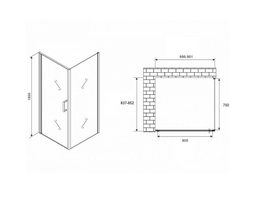 Душевой уголок Abber Sonnenstrand 90х85 AG04090M-S85M профиль Хром стекло матовое