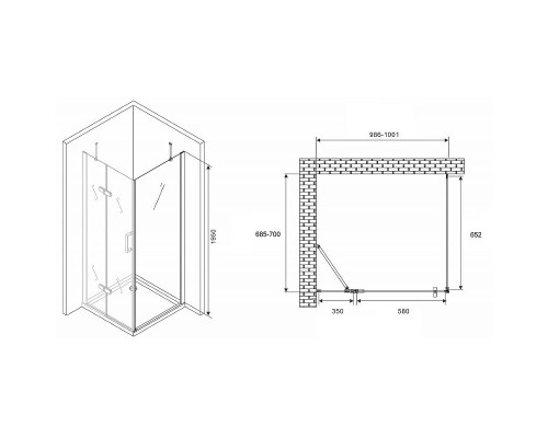 Душевой уголок Abber Zart 100x70 AG08100-S71 профиль Хром стекло прозрачное